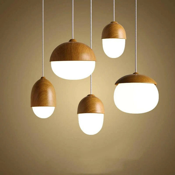 Scandinavian Pendant Light with Wooden Dome Design