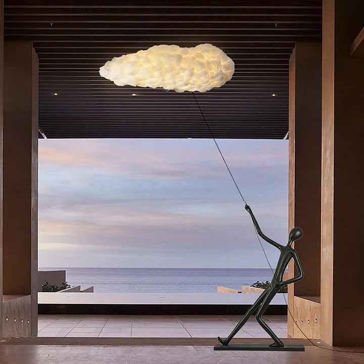 Sculptural Cloud floor lamp with Art Figure Base