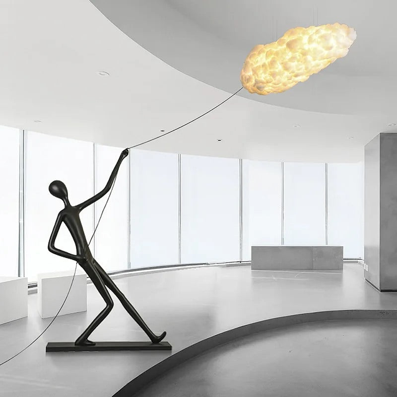 Sculptural Cloud floor lamp with Art Figure Base