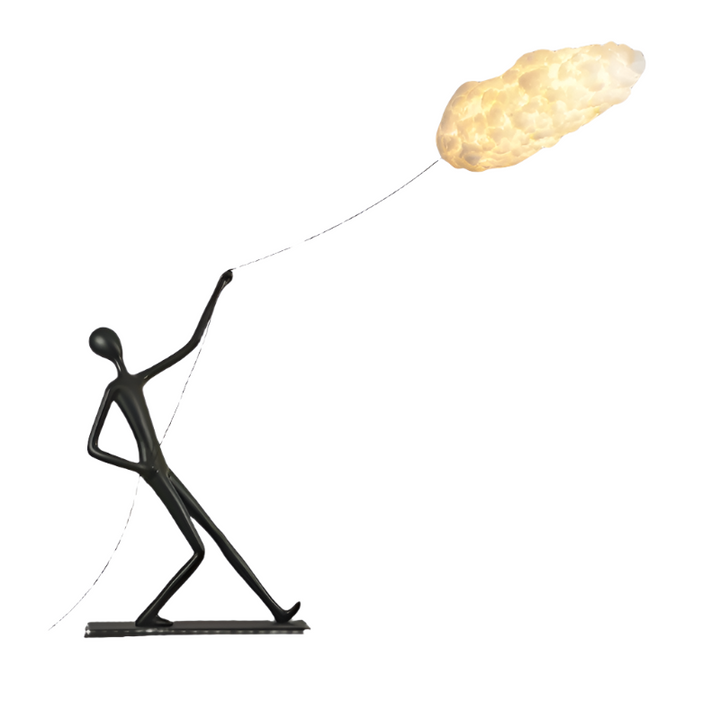 Sculptural Cloud floor lamp with Art Figure Base