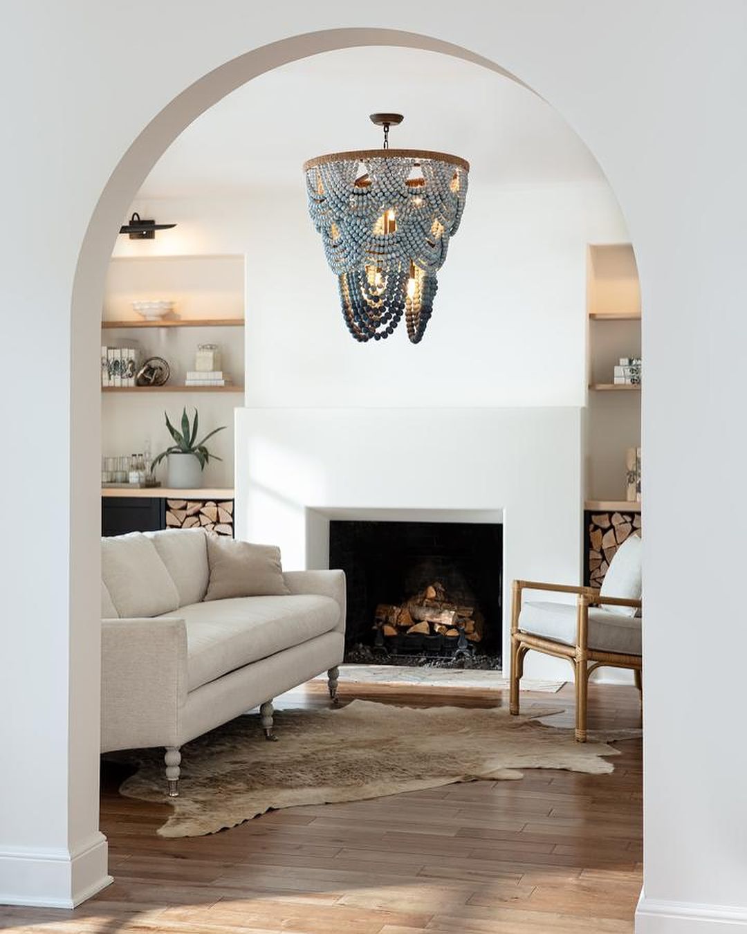 Bohemian Beaded Chandelier with Rustic Design