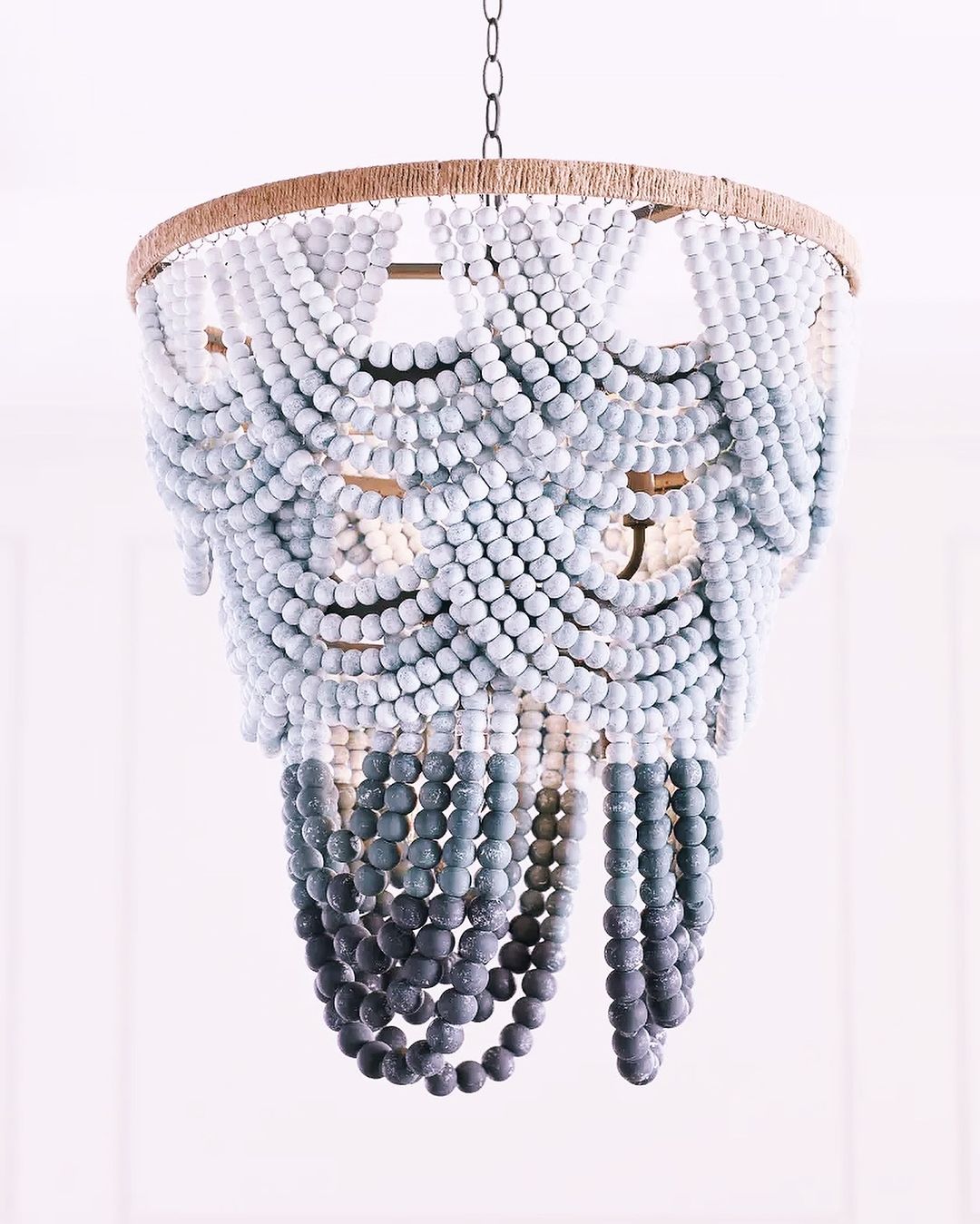 Bohemian Beaded Chandelier with Rustic Design