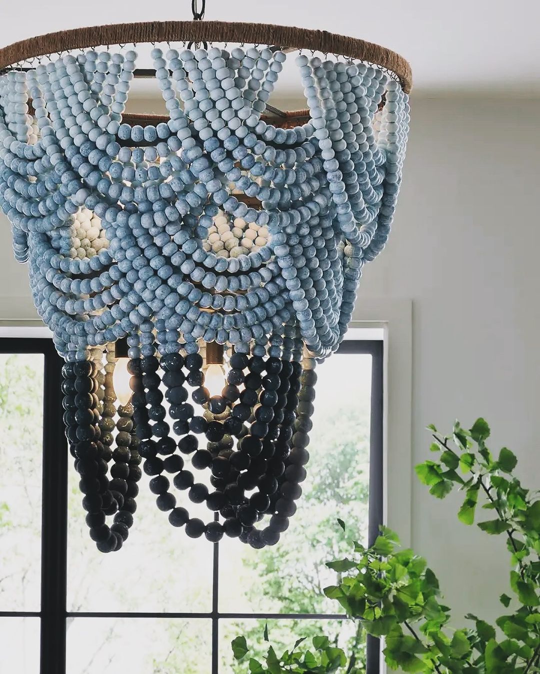 Bohemian Beaded Chandelier with Rustic Design