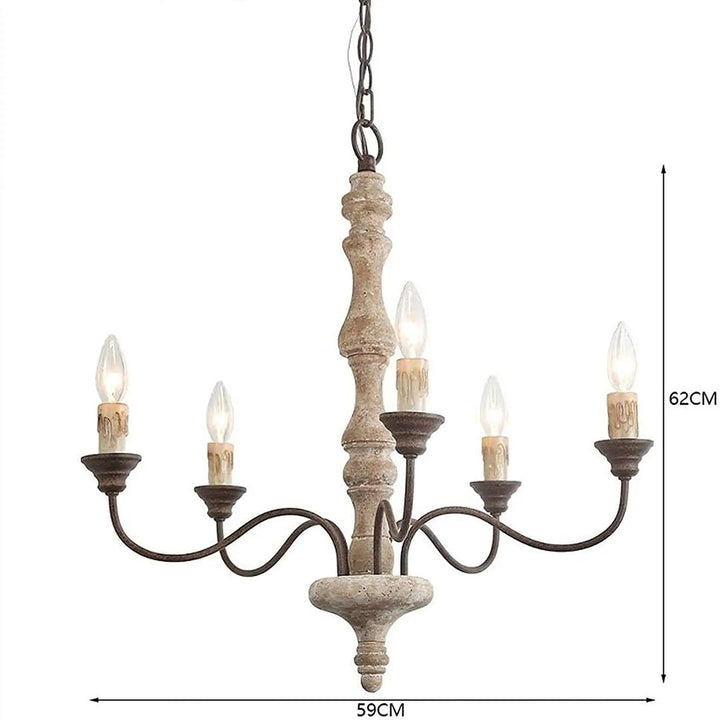 Vintage Rustic Wooden Chandelier