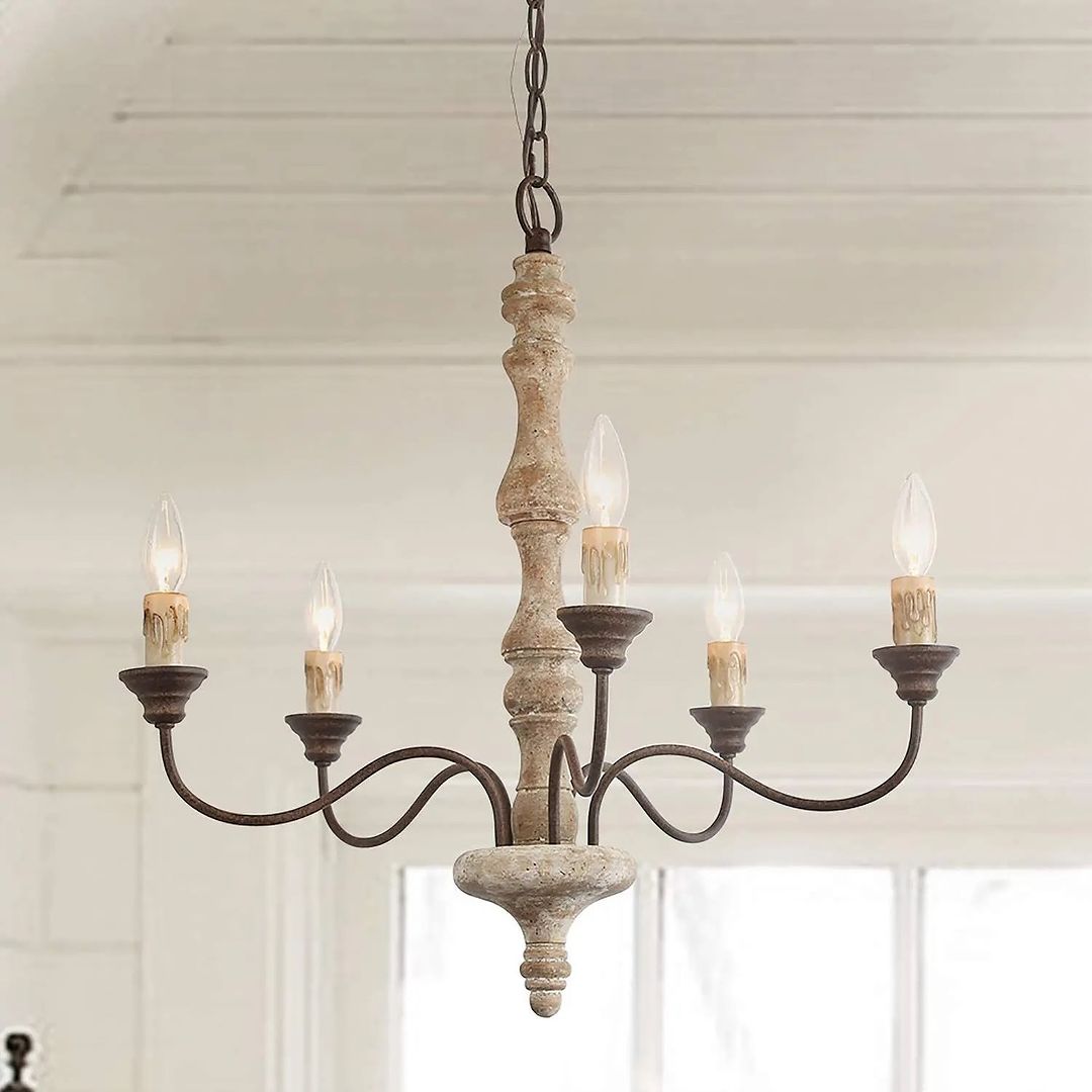 Vintage Rustic Wooden Chandelier