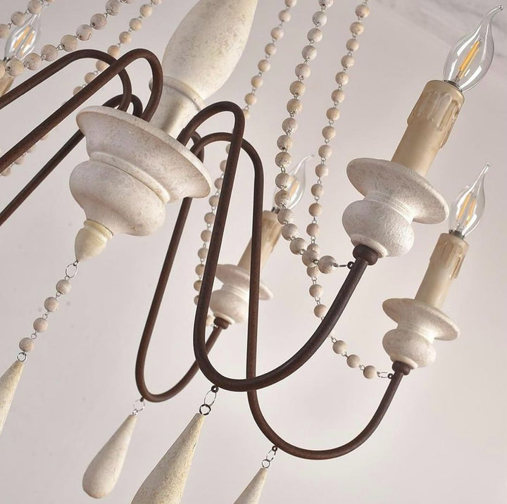 Elegant Beaded Wooden Chandelier