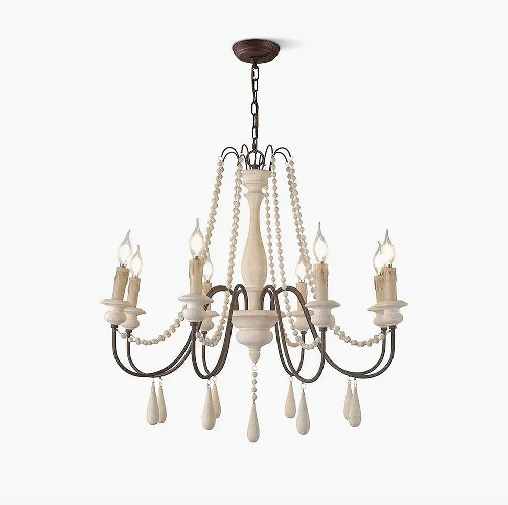 Elegant Beaded Wooden Chandelier