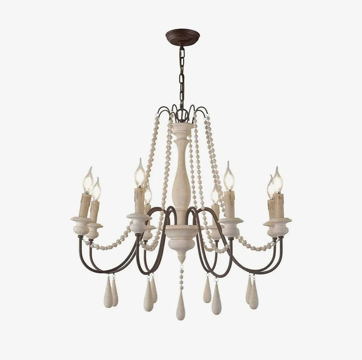 Elegant Beaded Wooden Chandelier