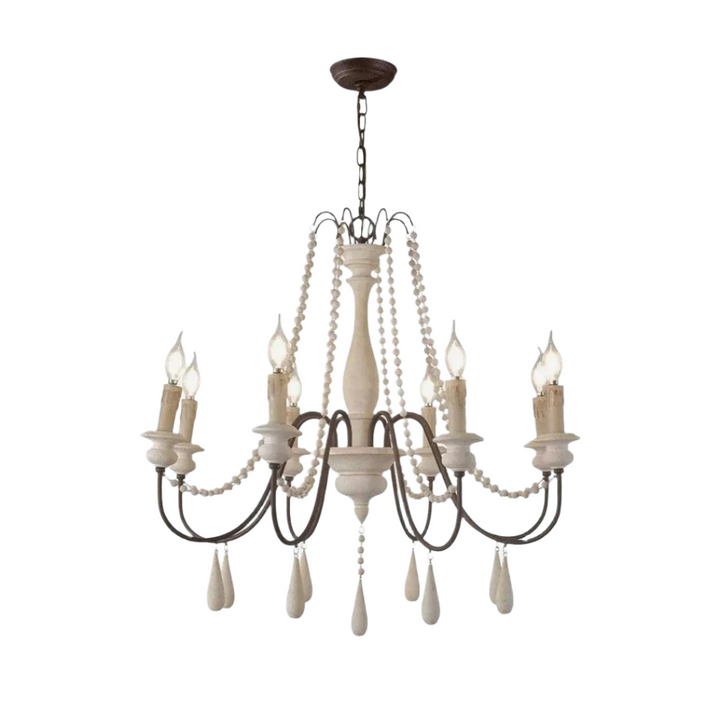 Elegant Beaded Wooden Chandelier