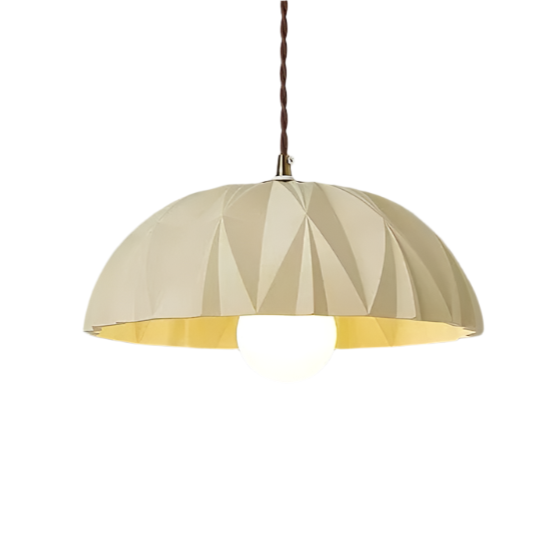 Geometric Beige Dome Pendant Light with Modern Design