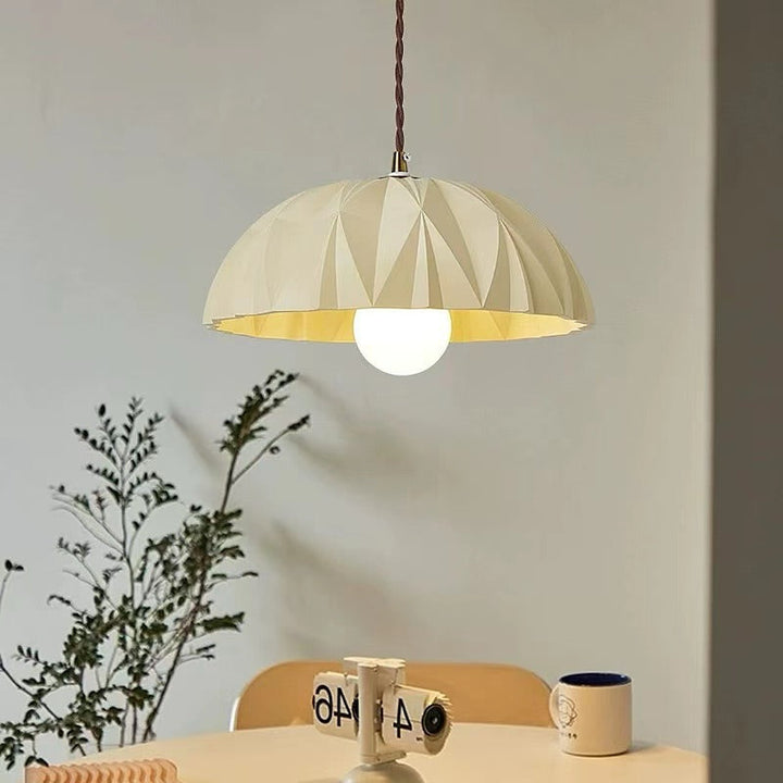 Geometric Beige Dome Pendant Light with Modern Design