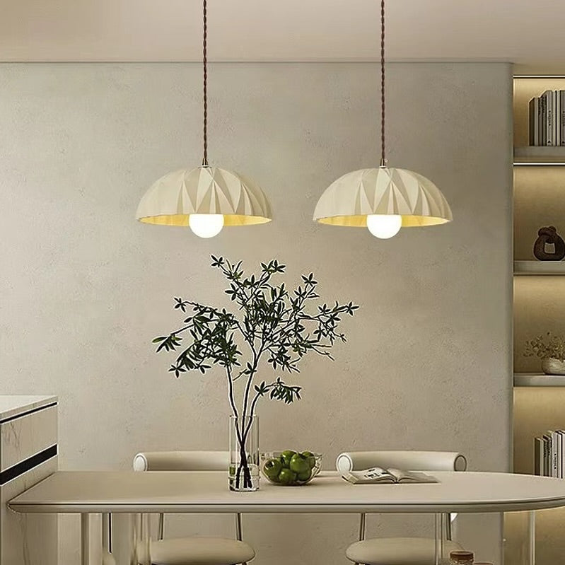 Geometric Beige Dome Pendant Light with Modern Design