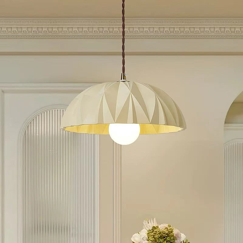 Geometric Beige Dome Pendant Light with Modern Design