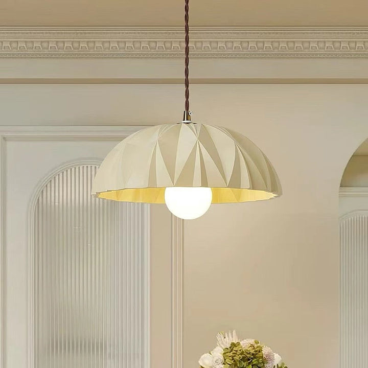 Geometric Beige Dome Pendant Light with Modern Design