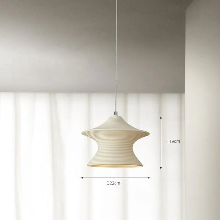 Sculptural Beige Pendant Light with Ribbed Design