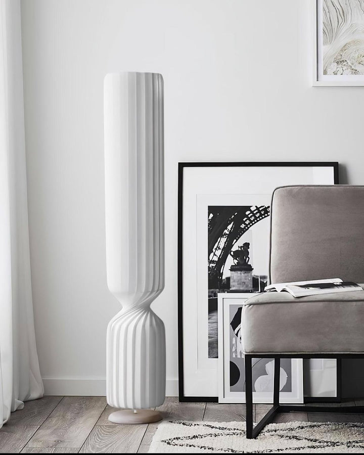 Sculptural Twist Floor Lamp with Modern Vertical Design