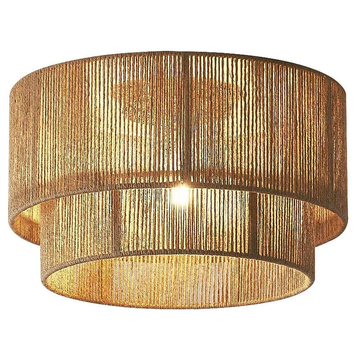 Double-Tiered Woven Ceiling Light with Rustic Design