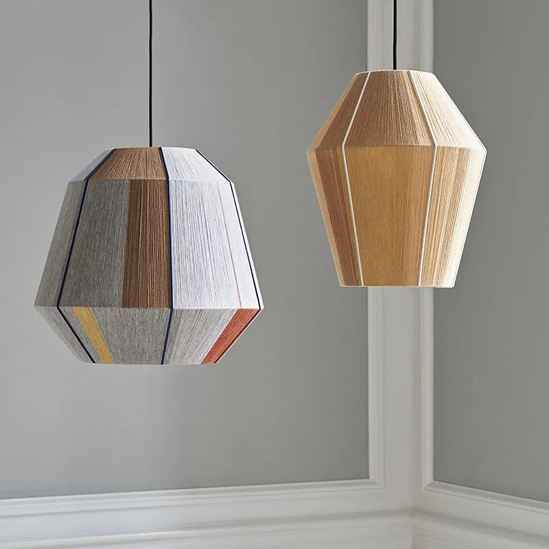 Multicolor Geometric Pendant Light with Woven Texture