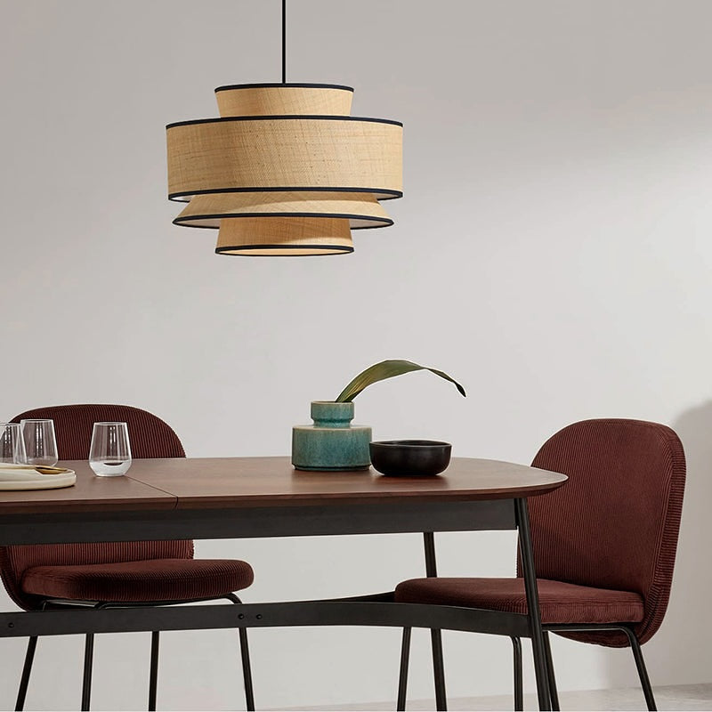 Tiered Woven Pendant Light with Modern Rustic Design