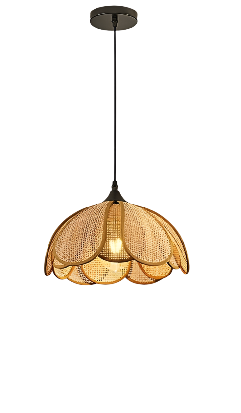 Rustic Petal Rattan Pendant Light