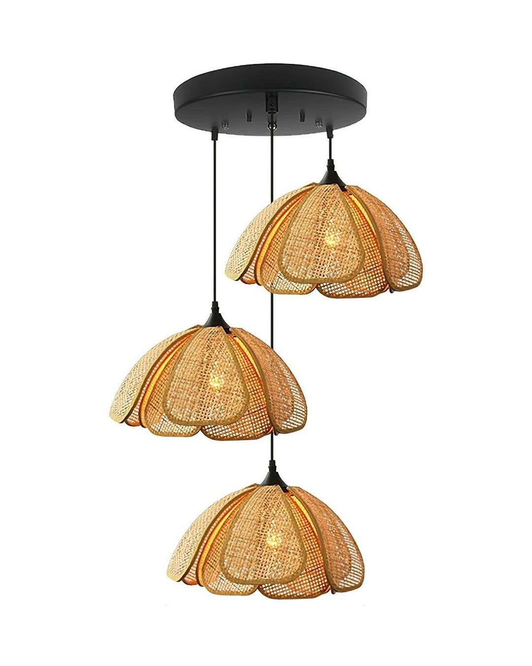 Rustic Petal Rattan Pendant Light