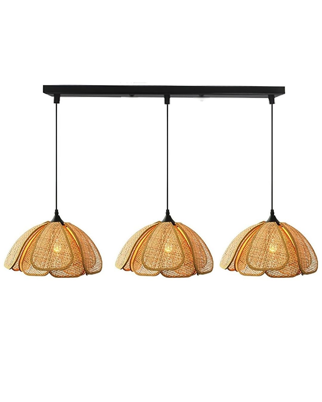 Rustic Petal Rattan Pendant Light