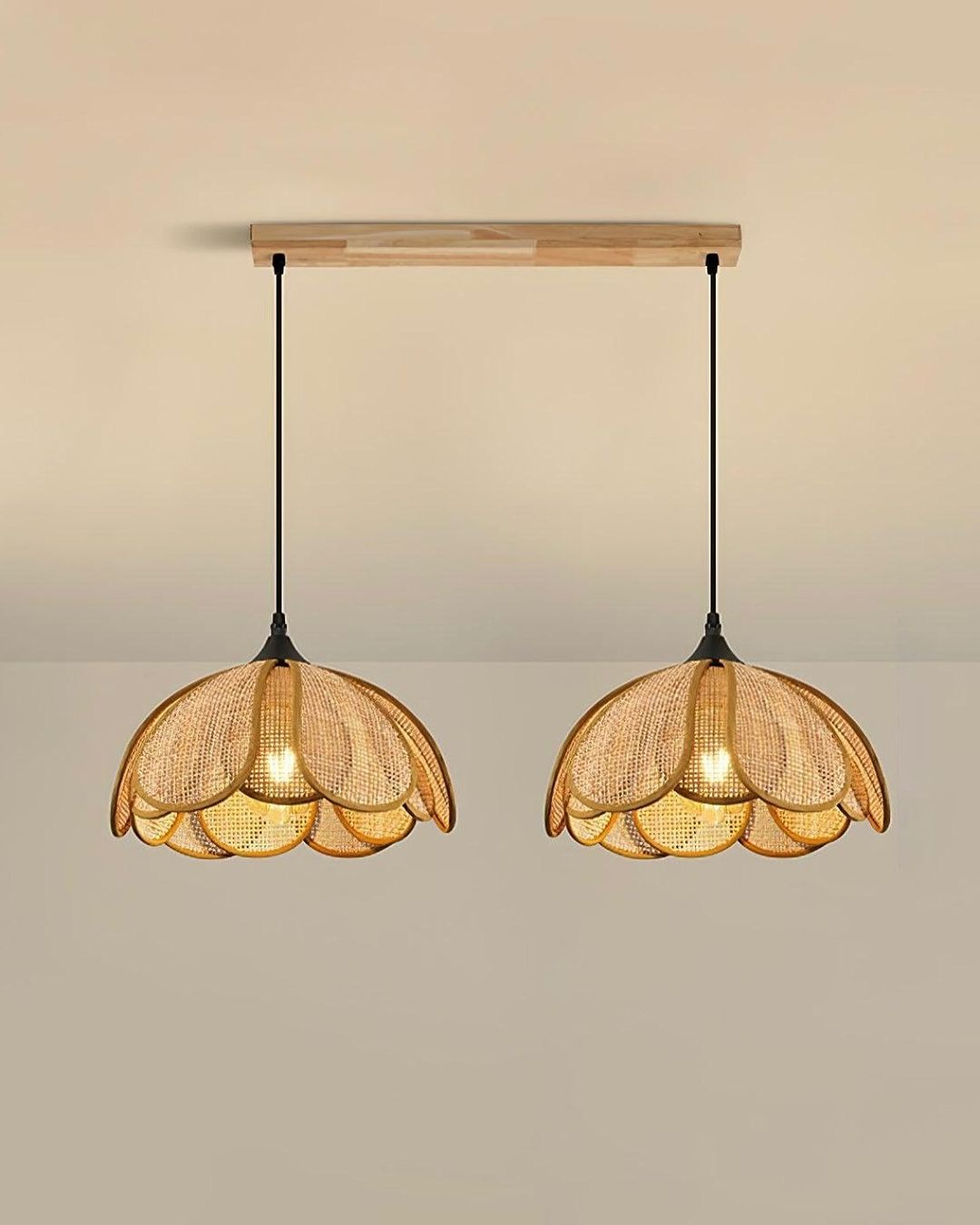 Rustic Petal Rattan Pendant Light