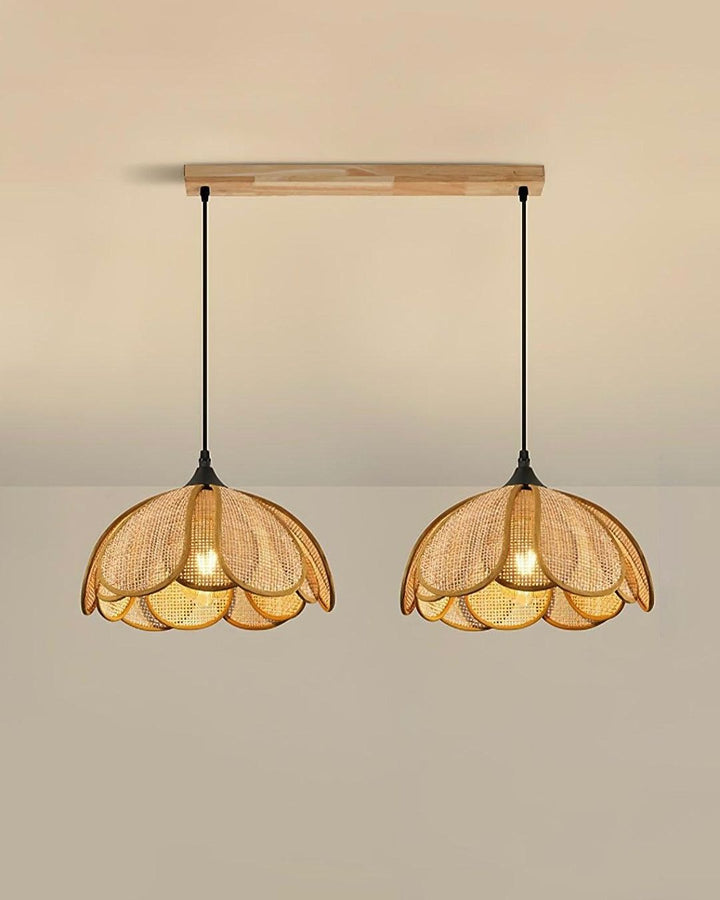 Rustic Petal Rattan Pendant Light