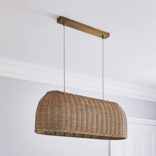 Woven Rattan Rectangular Pendant Light