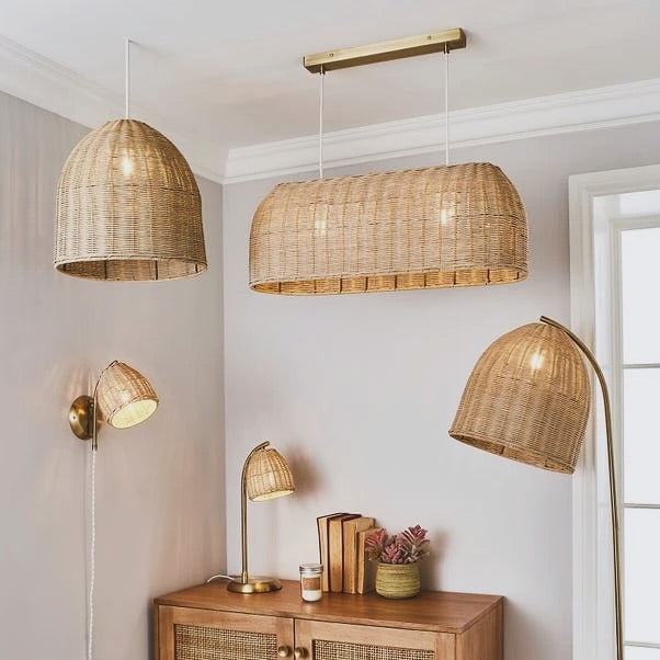 Woven Rattan Rectangular Pendant Light