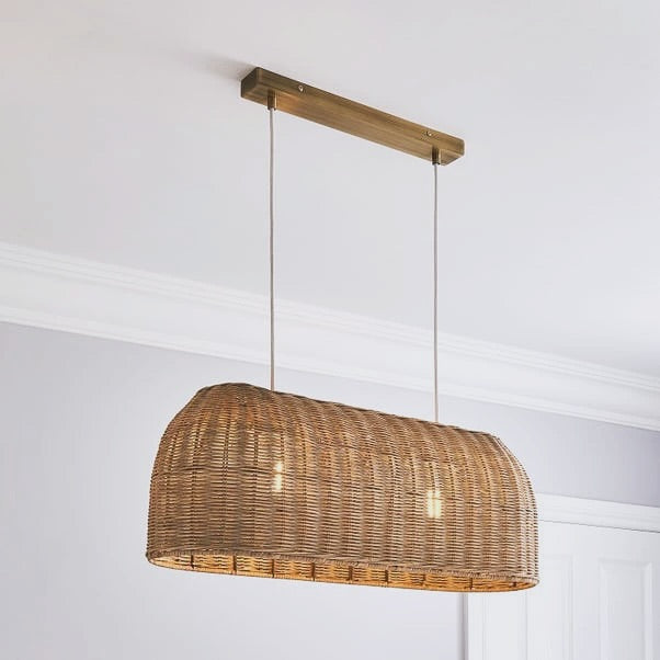 Woven Rattan Rectangular Pendant Light