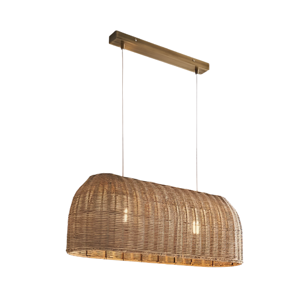 Woven Rattan Rectangular Pendant Light