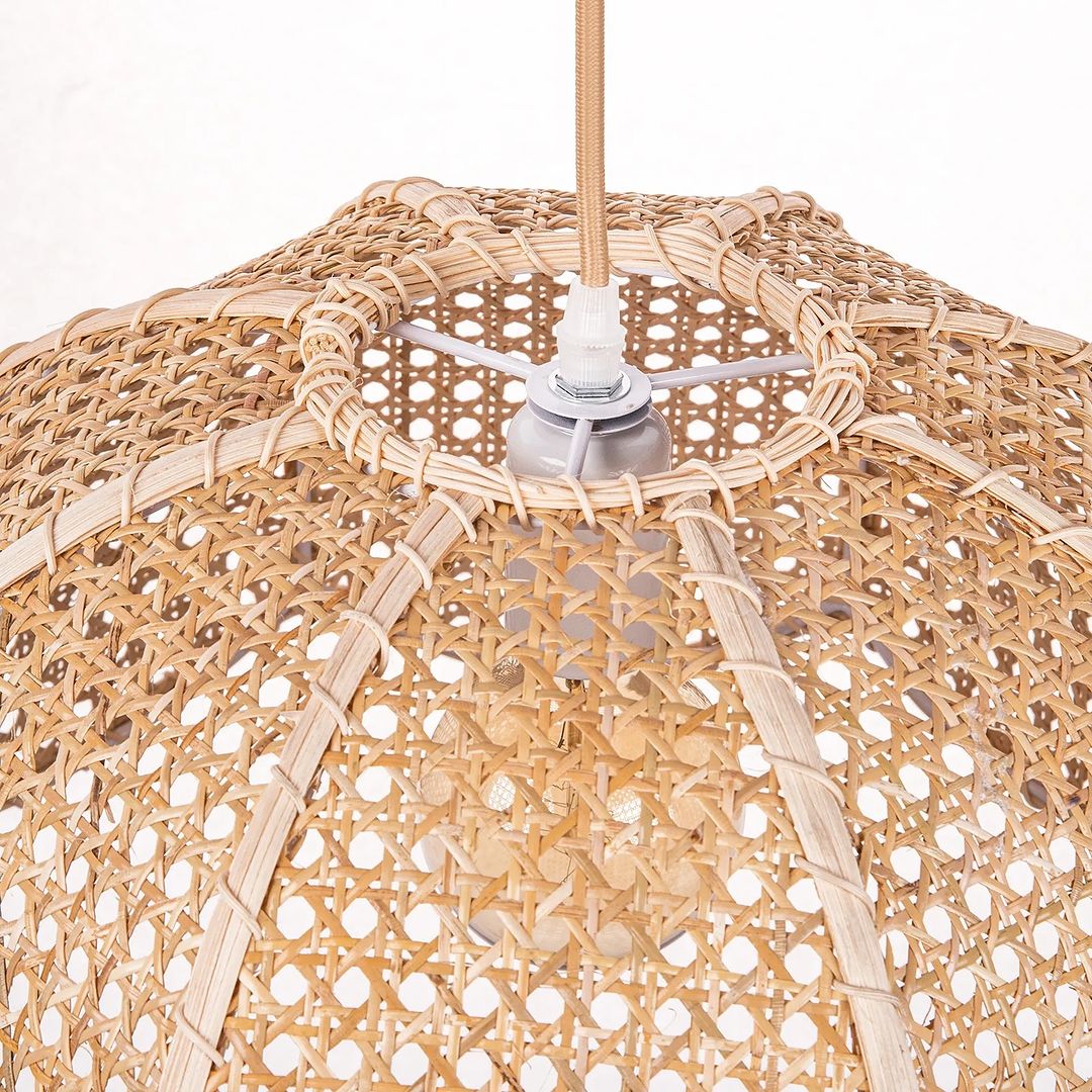 Rustic Rattan Petal Pendant Light