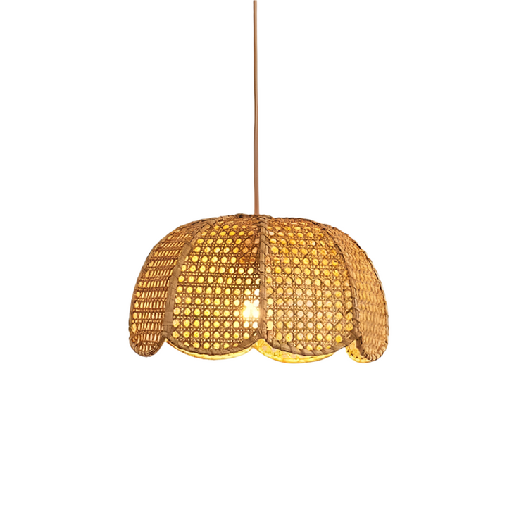 Rustic Rattan Petal Pendant Light