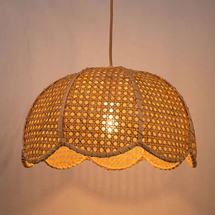 Rustic Rattan Petal Pendant Light