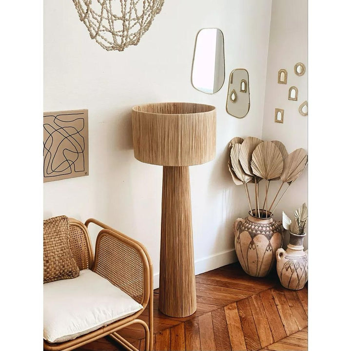 Rustic Floor Lamp with Woven Natural Design