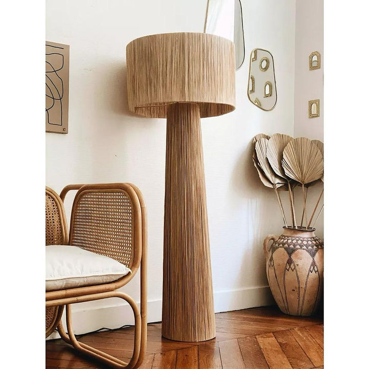 Rustic Floor Lamp with Woven Natural Design