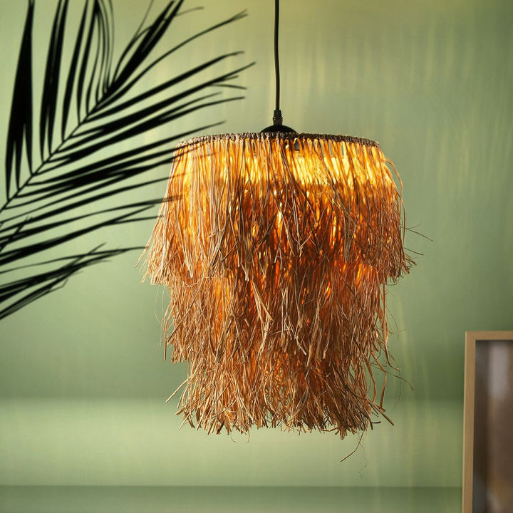 Rustic Straw Pendant Light