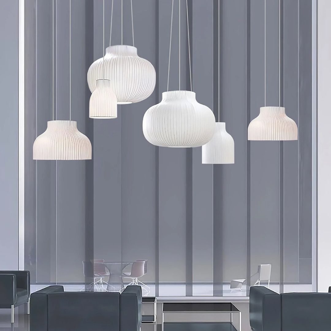 Contemporary Pleated Pendant Light Set