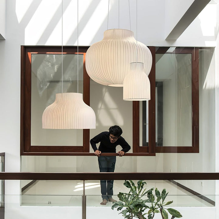 Contemporary Pleated Pendant Light Set