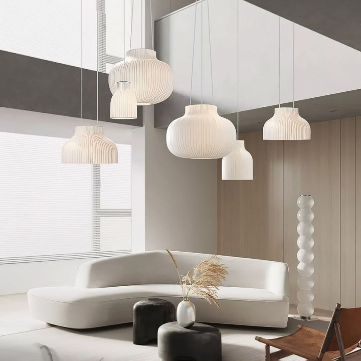 Contemporary Pleated Pendant Light Set