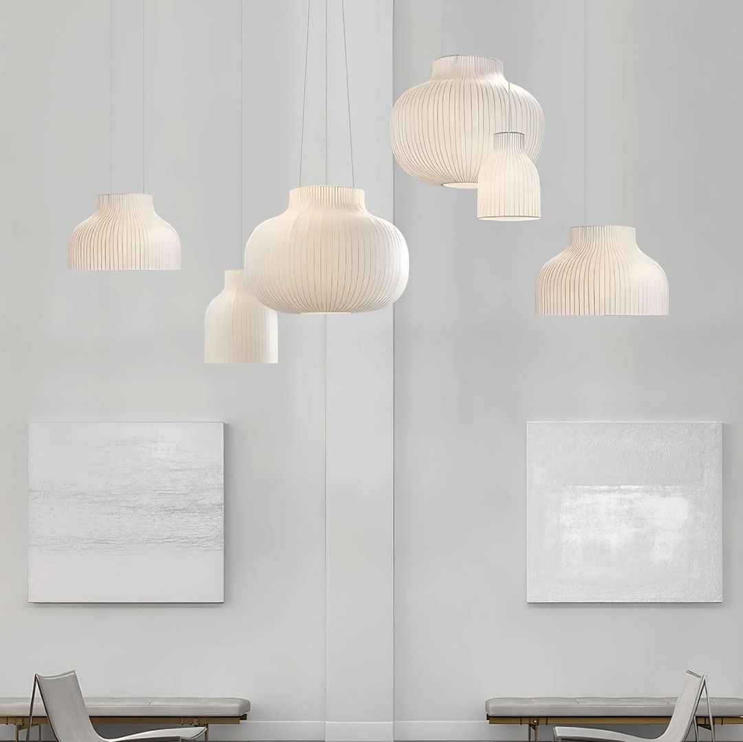 Contemporary Pleated Pendant Light Set