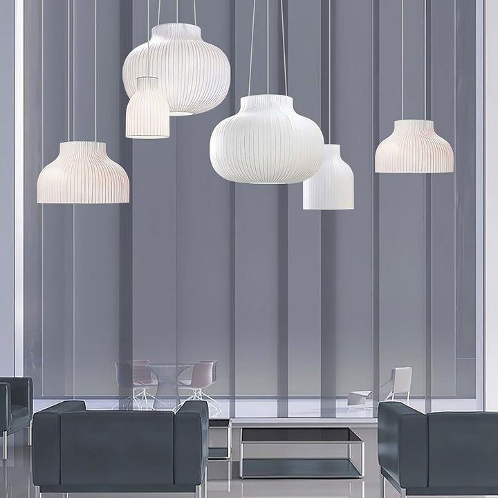 Contemporary Pleated Pendant Light Set