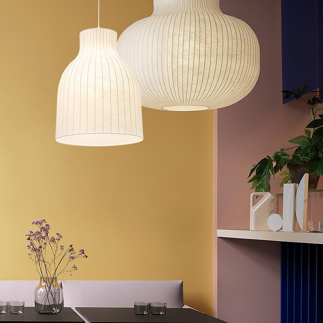 Contemporary Pleated Pendant Light Set