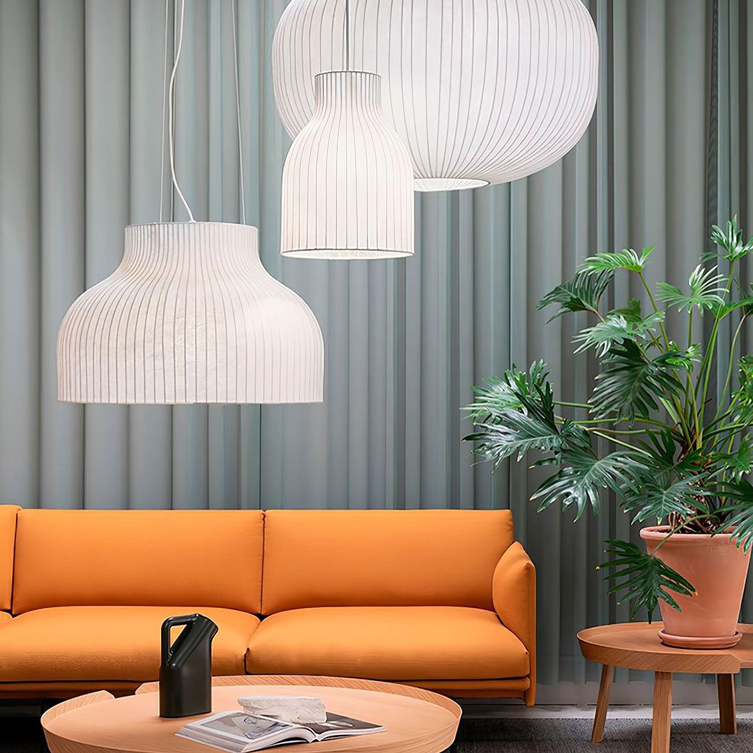 Contemporary Pleated Pendant Light Set