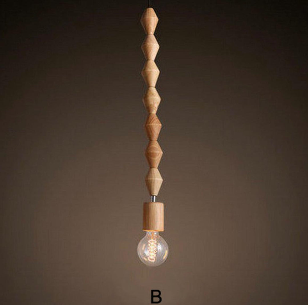 Rustic Wooden Bead Pendant Light