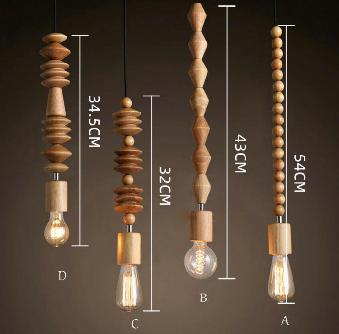 Rustic Wooden Bead Pendant Light