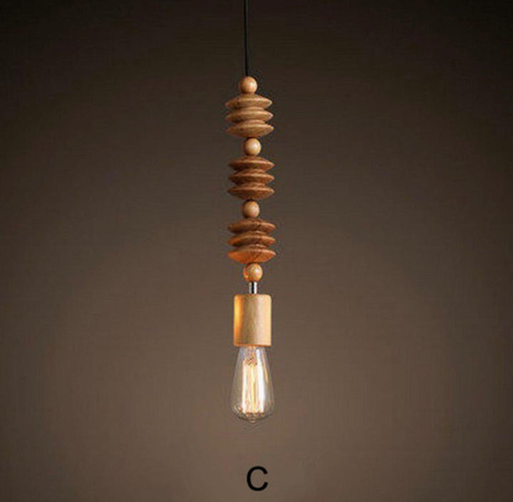 Rustic Wooden Bead Pendant Light