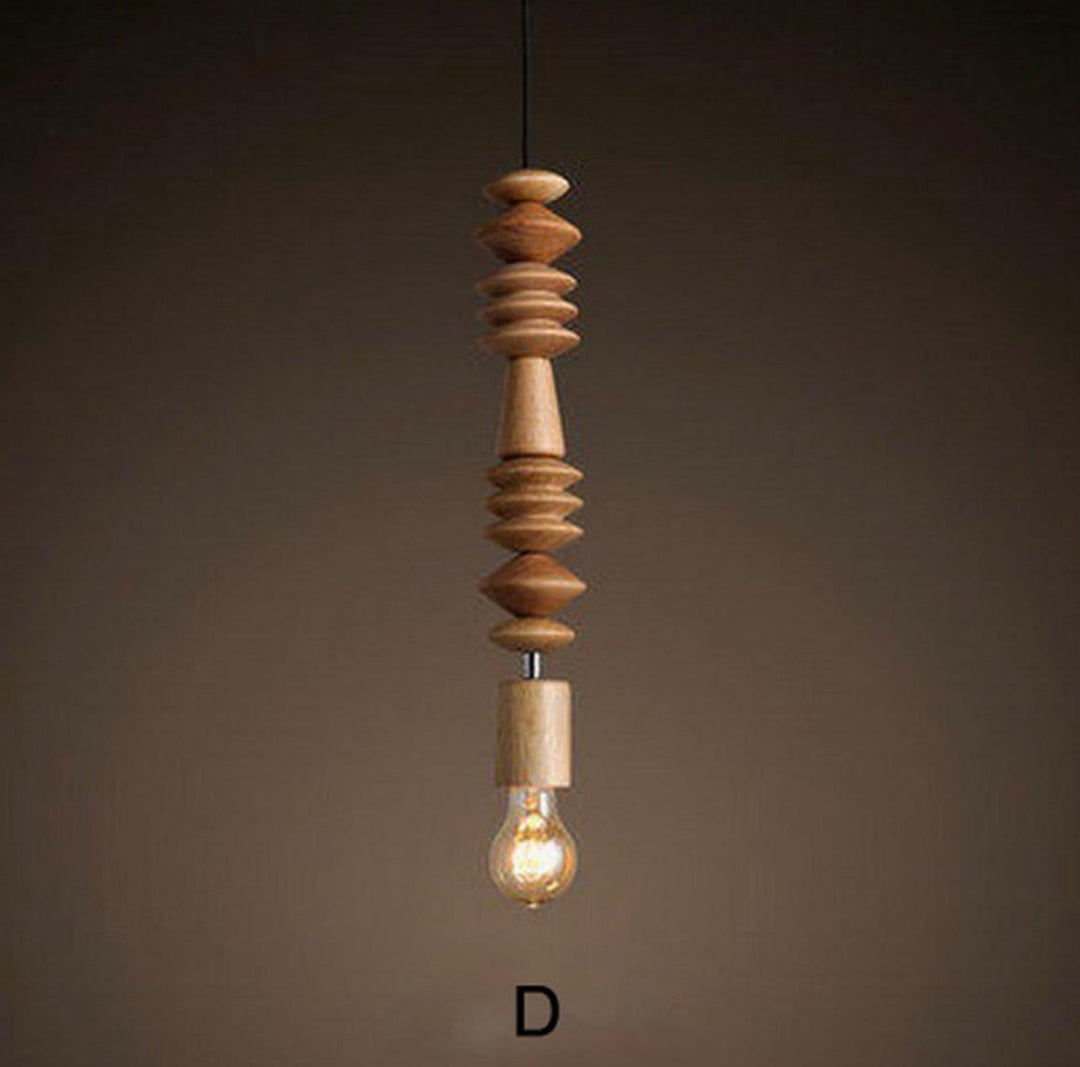 Rustic Wooden Bead Pendant Light