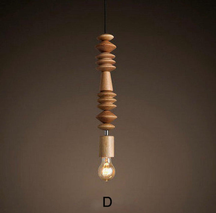 Rustic Wooden Bead Pendant Light